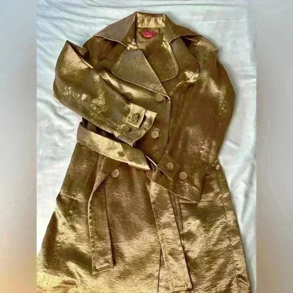 Sunny Leigh Bronze Trench Coat Size 2P - Picture 5 of 9